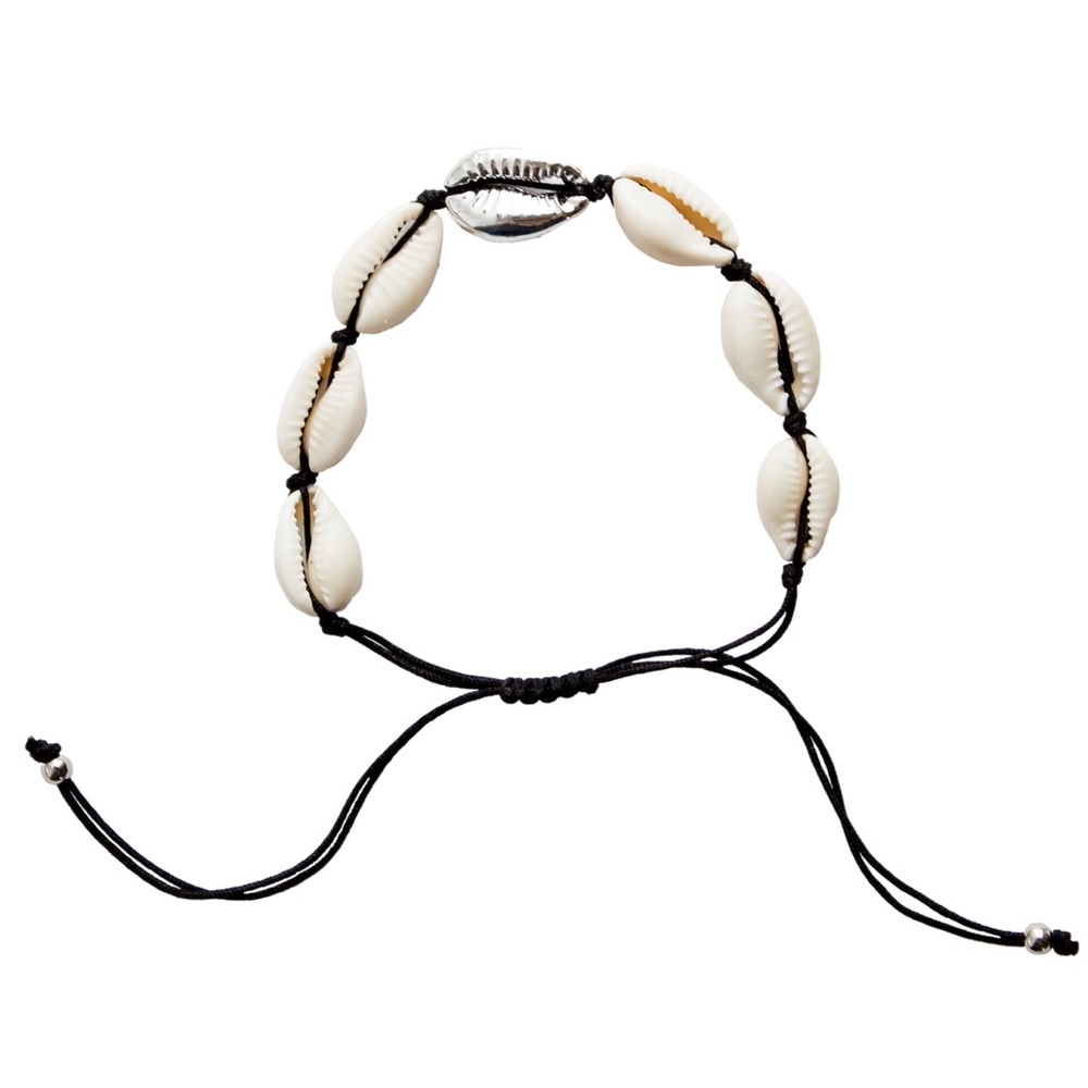 Cowry Shell Bracelet (Black/Silver)